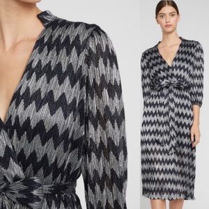 Alice & Olivia Chevron Dress Shimmery Sapphire Silver Size 12